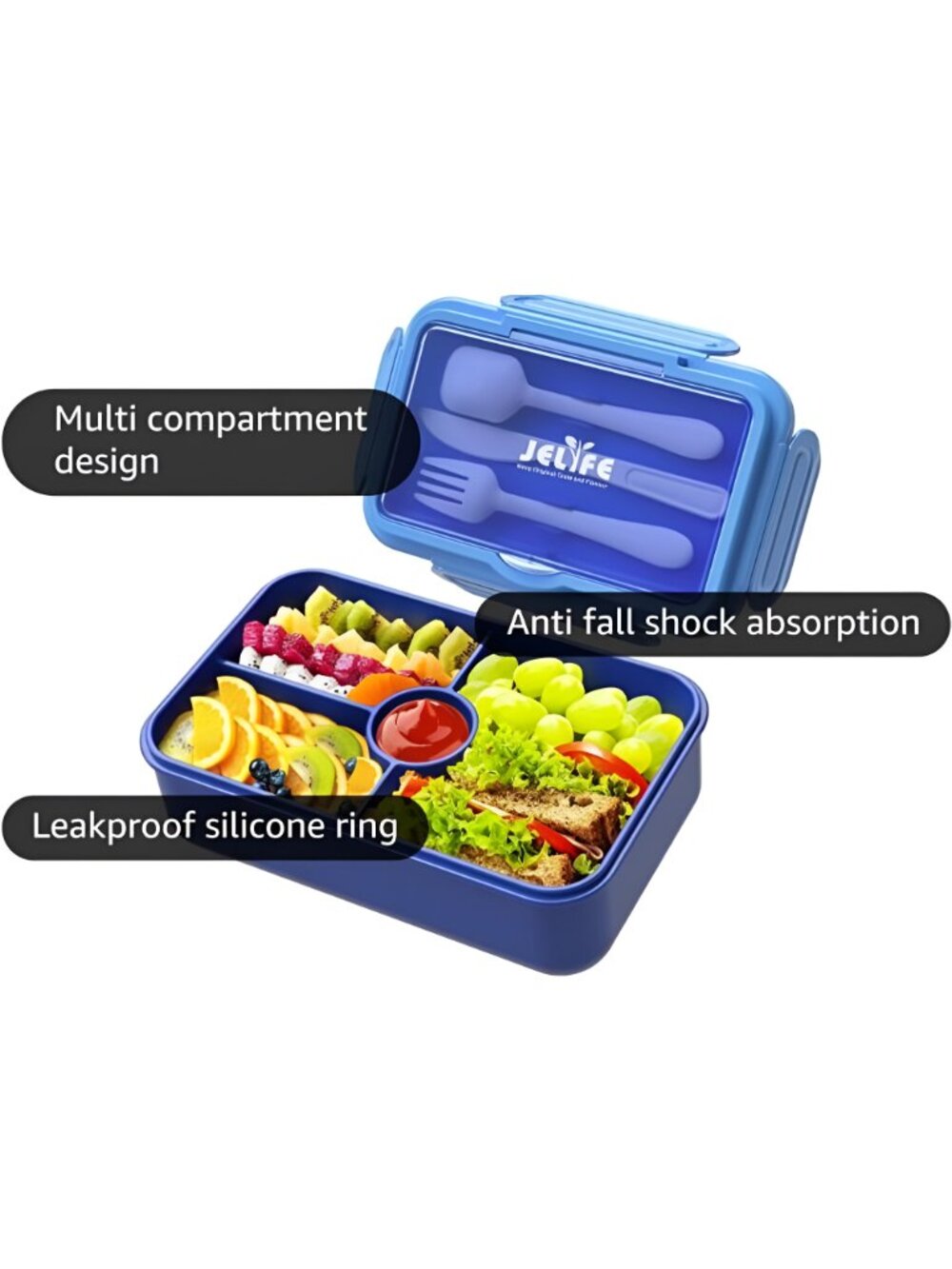 Bento Lunch Box for Kids - Leakproof Large Bento-Style with 4 compartments - Picture 4 of 7